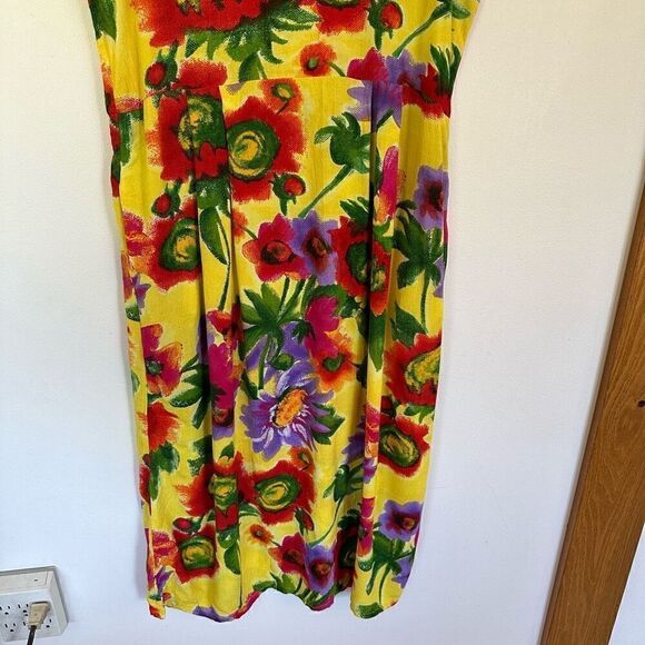 Jams World Vintage Women’s Yellow Red Purple Large All-Over Floral Print Sleevel - Picture 5 of 9